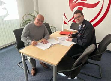 Jahresgespräch zwischen Robert Buder (rechts, KFV SPN) und René Kubisch (links Feuersozietät)